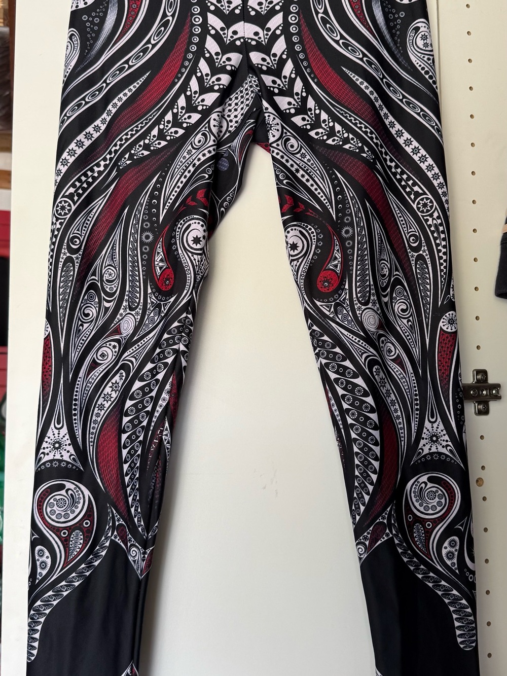 Women's Black & maroon paisley  Leggings